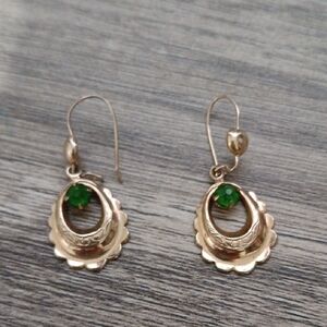 Elegant Gold and Green Earrings